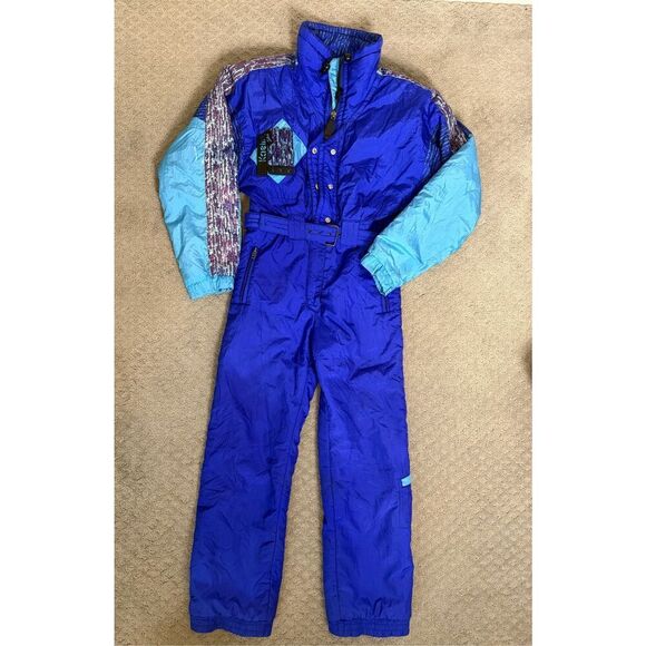 Vintage Kaelin Ski Suit Women’s Small Retro Style Blue Purple - Picture 1 of 6